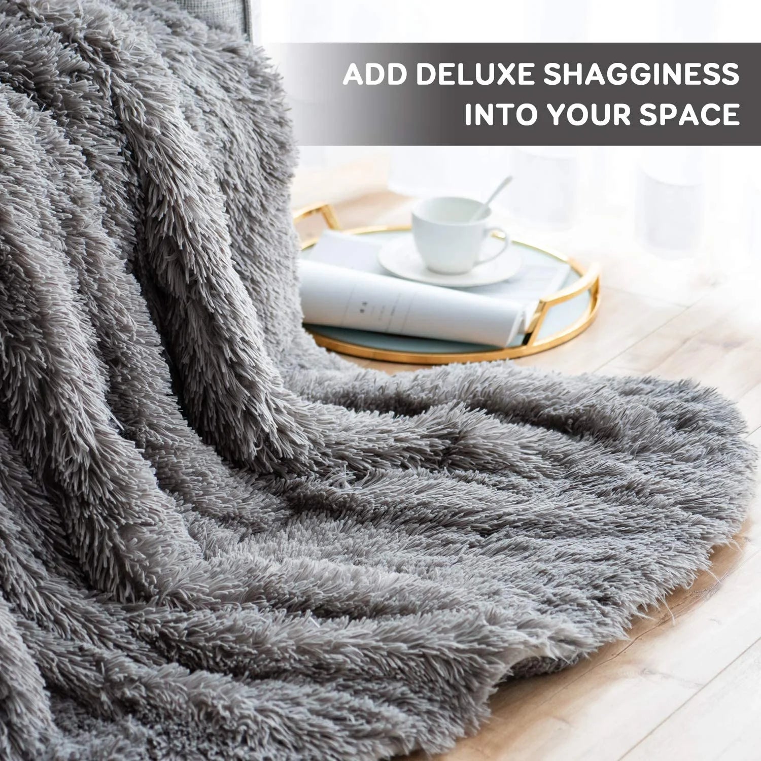 Weighted Blanket 20Lbs for Adults, Super Soft Plush Fleece and Sherpa Blanket, Shaggy Long Fur Throw Blankets, 60"X80" Gray