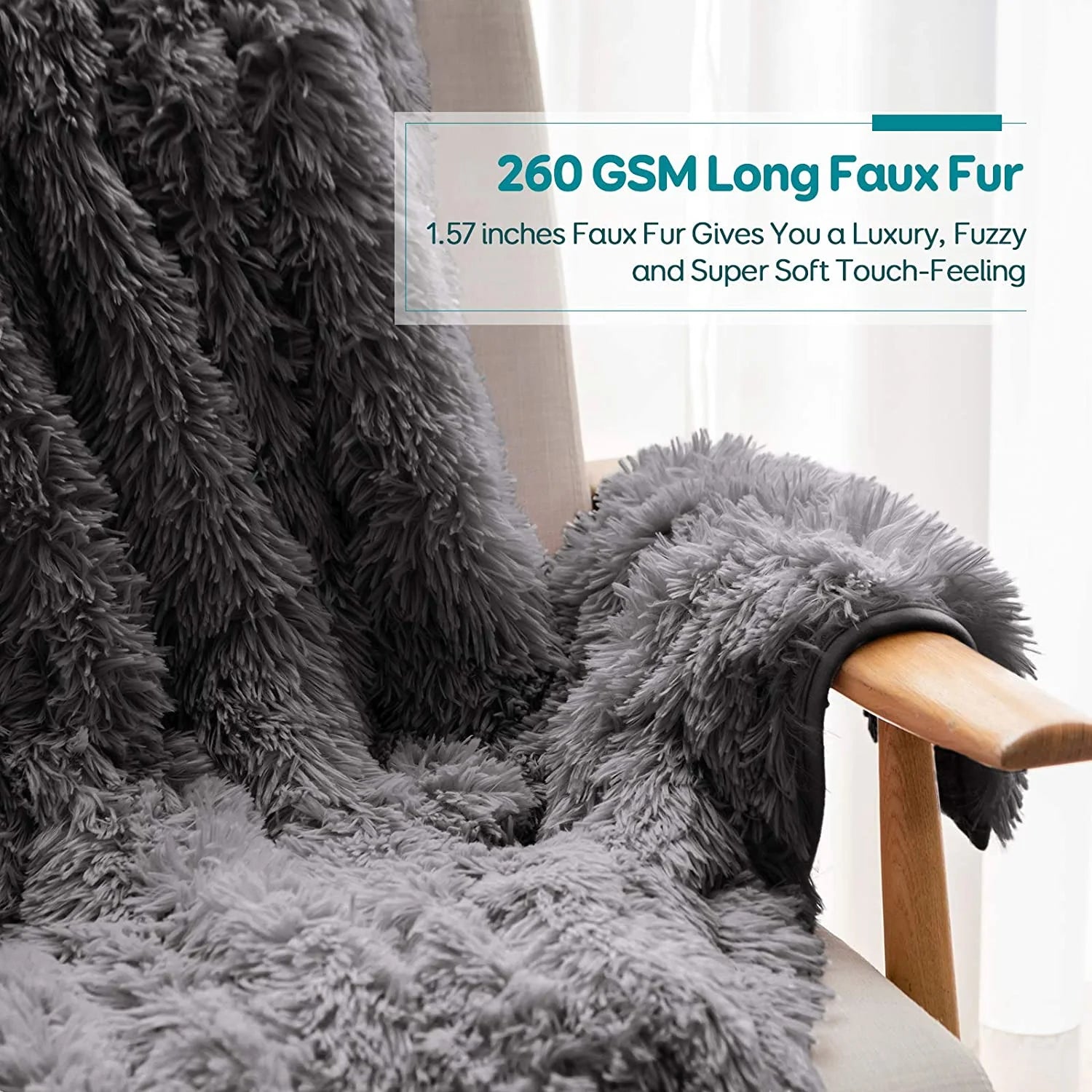 Weighted Blanket 20Lbs for Adults, Super Soft Plush Fleece and Sherpa Blanket, Shaggy Long Fur Throw Blankets, 60"X80" Gray