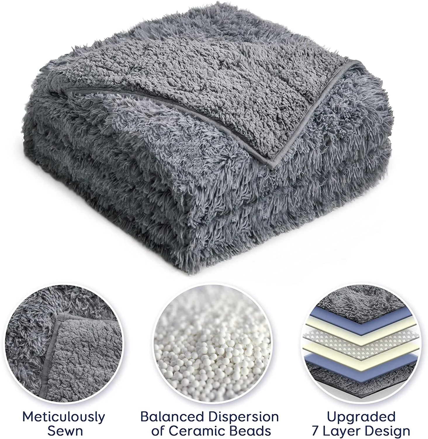 Weighted Blanket 20Lbs for Adults, Super Soft Plush Fleece and Sherpa Blanket, Shaggy Long Fur Throw Blankets, 60"X80" Gray